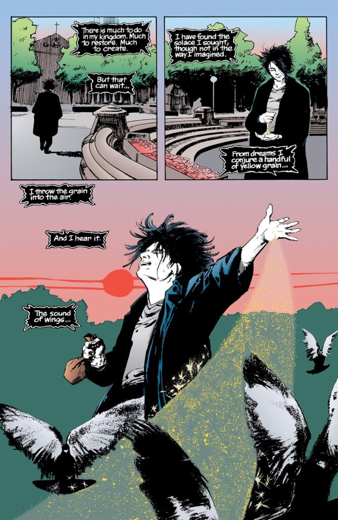 Sandman comic page used as an example of story